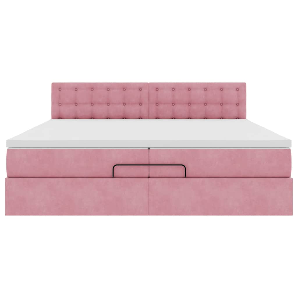 Ottoman-Bett mit Matratzen & LEDs Rosa 200x200 cm Samt
