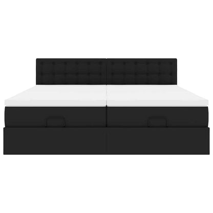 vidaXL Ottoman-Bett mit Matratzen & LEDs Schwarz 160x200 cm Kunstleder