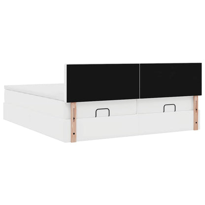 vidaXL Ottoman-Bett mit Matratzen & LEDs Weiß 160x200 cm Kunstleder