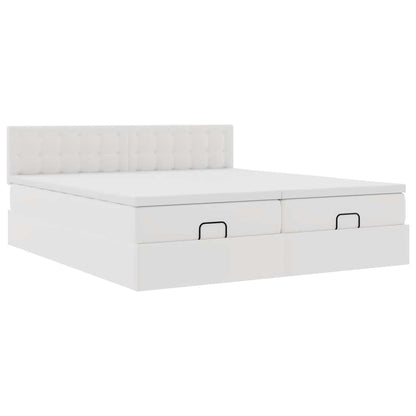 vidaXL Ottoman-Bett mit Matratzen & LEDs Weiß 160x200 cm Kunstleder
