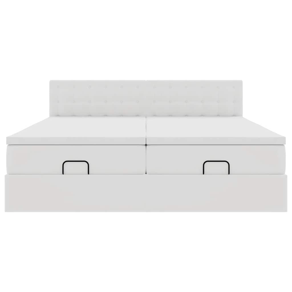 vidaXL Ottoman-Bett mit Matratzen & LEDs Weiß 160x200 cm Kunstleder