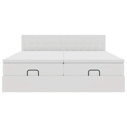 vidaXL Ottoman-Bett mit Matratzen & LEDs Weiß 160x200 cm Kunstleder
