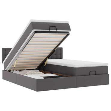vidaXL Lit ottoman avec matelas et LED gris 160x200 cm similicuir