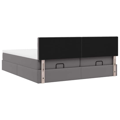 vidaXL Lit ottoman avec matelas et LED gris 160x200 cm similicuir
