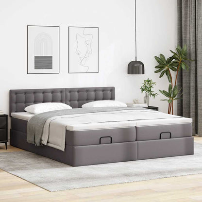 vidaXL Lit ottoman avec matelas et LED gris 160x200 cm similicuir