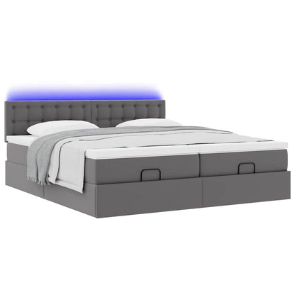 vidaXL Lit ottoman avec matelas et LED gris 160x200 cm similicuir