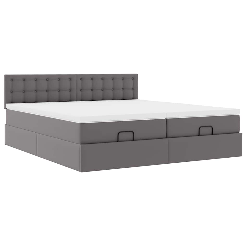 vidaXL Lit ottoman avec matelas et LED gris 160x200 cm similicuir