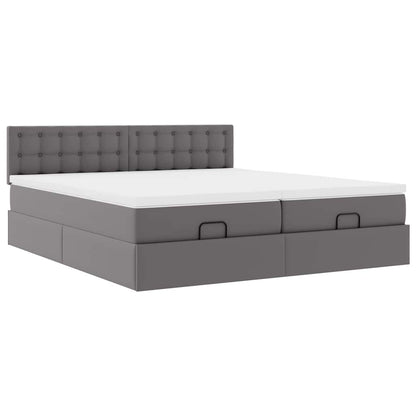 vidaXL Lit ottoman avec matelas et LED gris 160x200 cm similicuir
