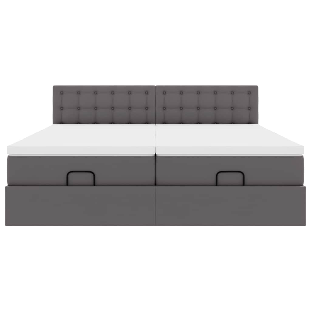 vidaXL Lit ottoman avec matelas et LED gris 160x200 cm similicuir