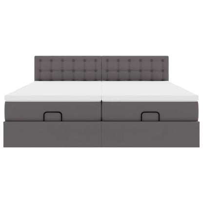 vidaXL Lit ottoman avec matelas et LED gris 160x200 cm similicuir