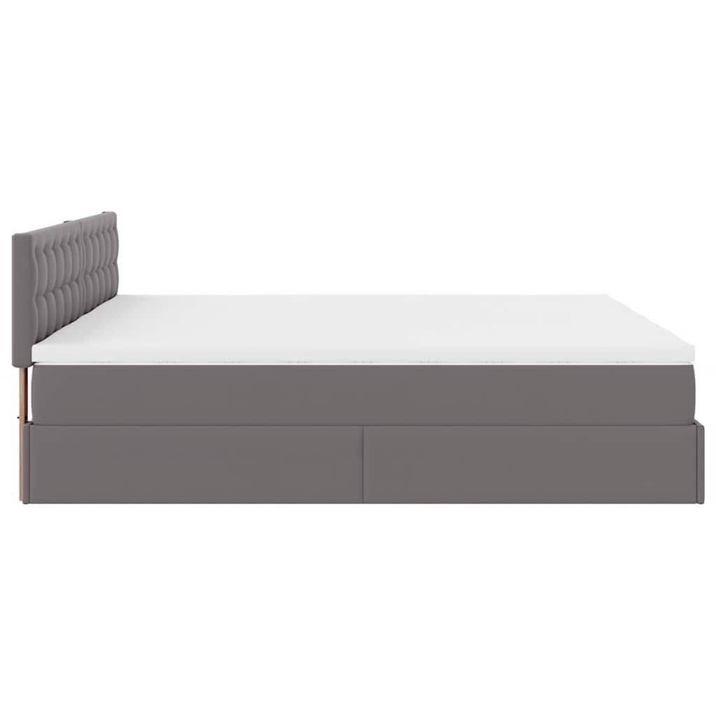 vidaXL Lit ottoman avec matelas et LED gris 160x200 cm similicuir