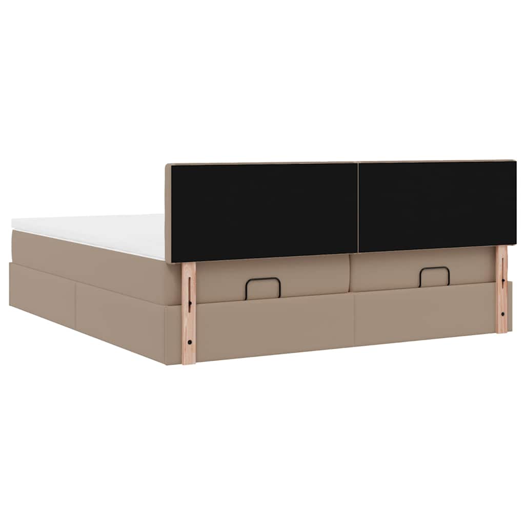 vidaXL Ottoman-Bett mit Matratzen LEDs Cappuccino 160x200cm Kunstleder