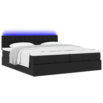 vidaXL Ottoman-Bett mit Matratzen & LEDs Schwarz 180x200 cm Kunstleder
