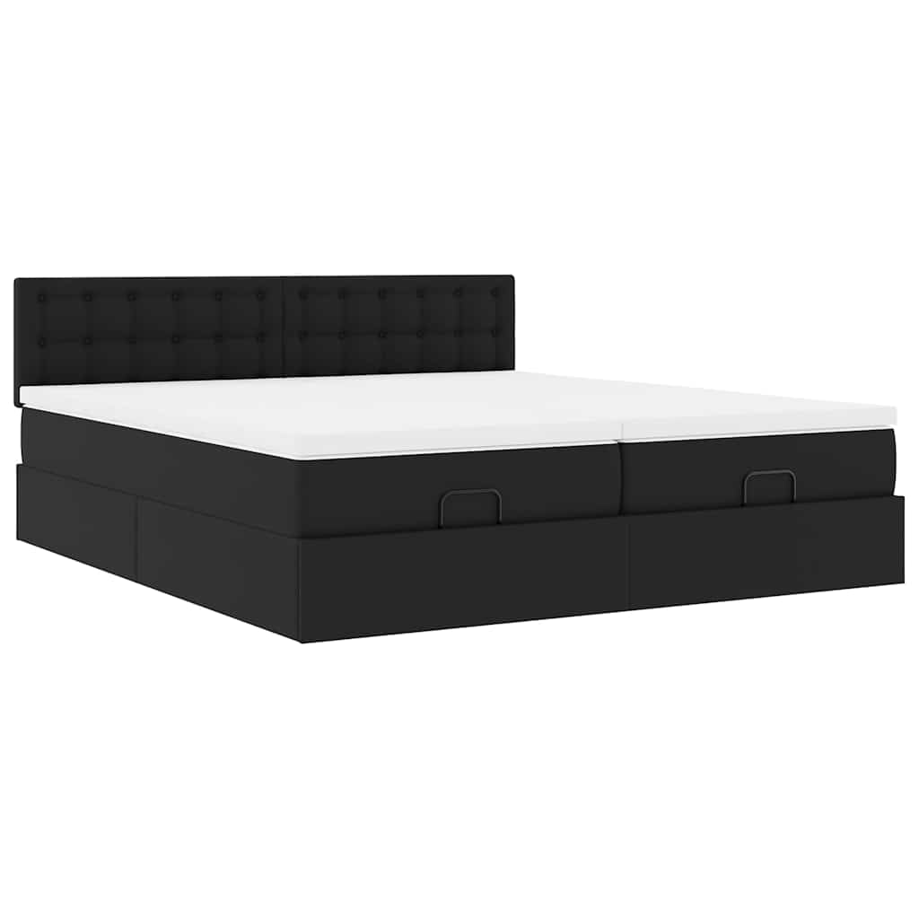 vidaXL Ottoman-Bett mit Matratzen & LEDs Schwarz 180x200 cm Kunstleder