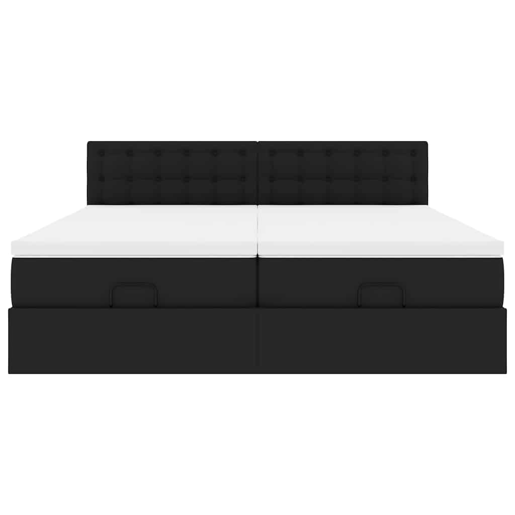 vidaXL Ottoman-Bett mit Matratzen & LEDs Schwarz 180x200 cm Kunstleder