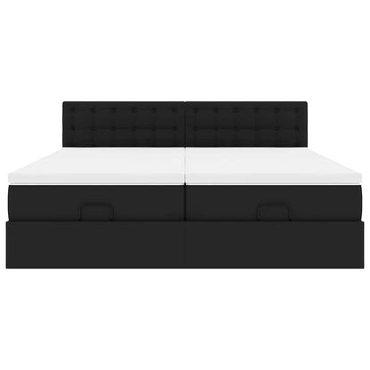 vidaXL Ottoman-Bett mit Matratzen & LEDs Schwarz 180x200 cm Kunstleder