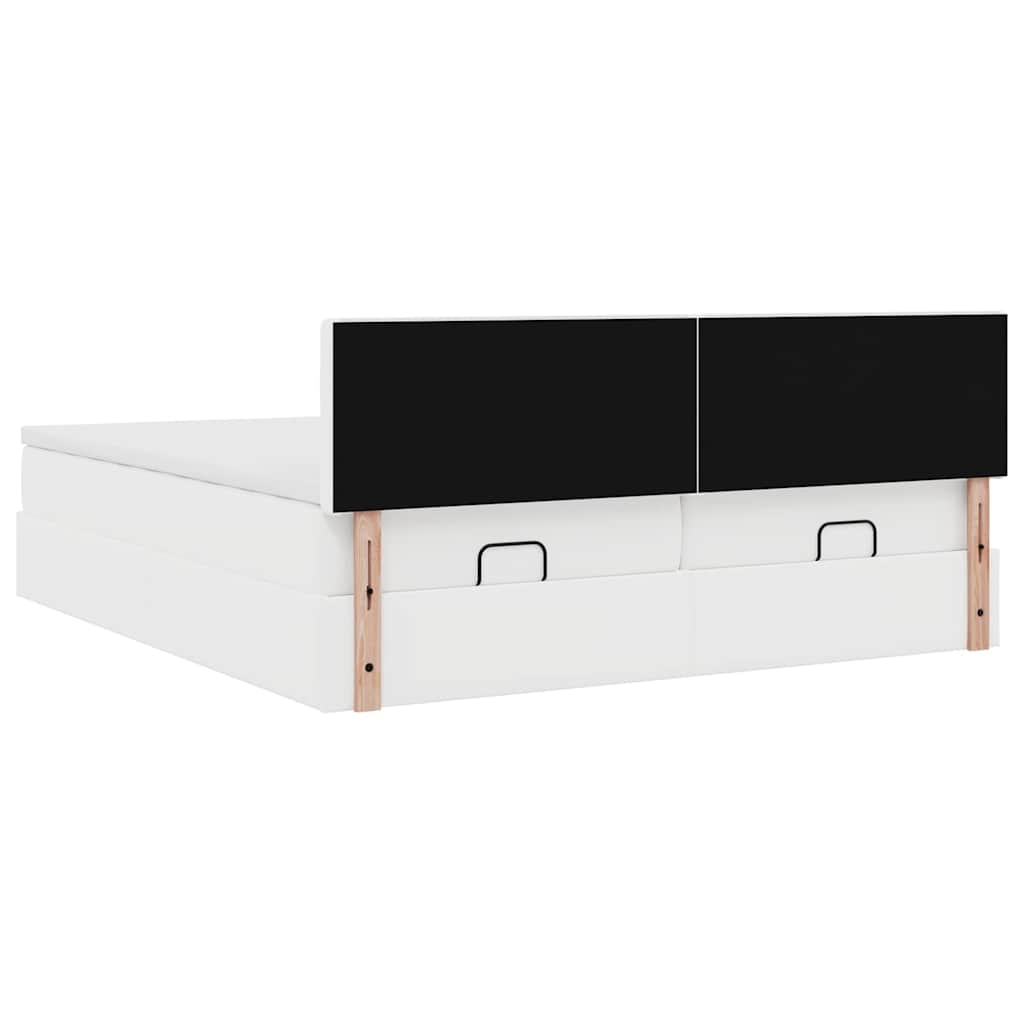 vidaXL Ottoman-Bett mit Matratzen & LEDs Weiß 180x200 cm Kunstleder