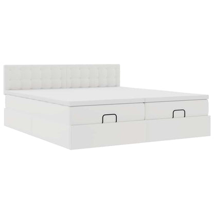 vidaXL Ottoman-Bett mit Matratzen & LEDs Weiß 180x200 cm Kunstleder