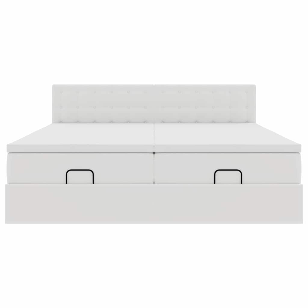vidaXL Ottoman-Bett mit Matratzen & LEDs Weiß 180x200 cm Kunstleder