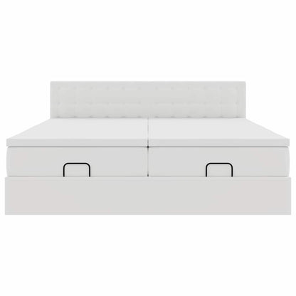 vidaXL Ottoman-Bett mit Matratzen & LEDs Weiß 180x200 cm Kunstleder