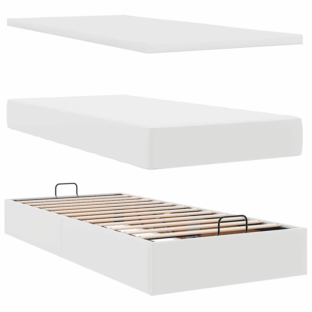 vidaXL Ottoman-Bett mit Matratzen & LEDs Weiß 180x200 cm Kunstleder