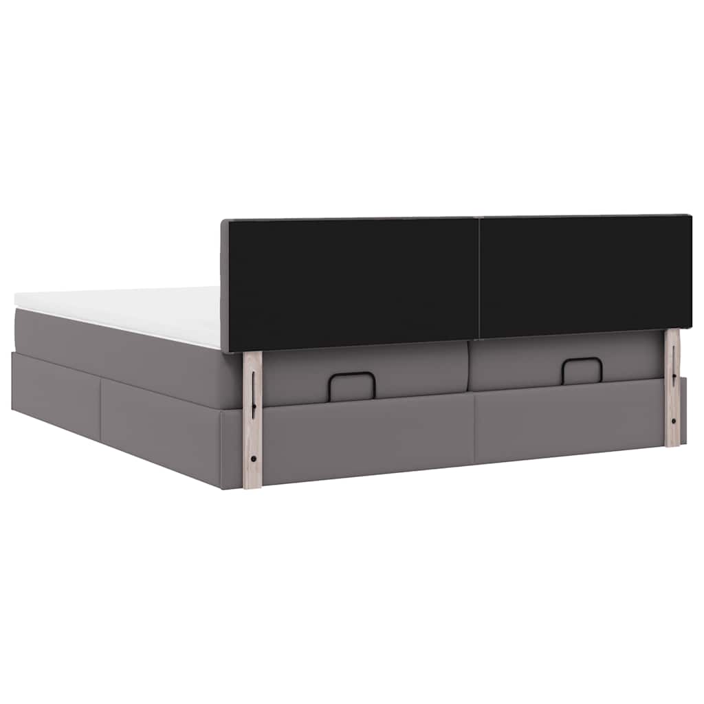 vidaXL Ottoman-Bett mit Matratzen & LEDs Grau 180x200 cm Kunstleder