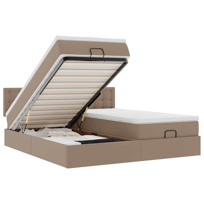 Ottoman-Bett mit Matratzen LEDs Cappuccino 180x200cm Kunstleder