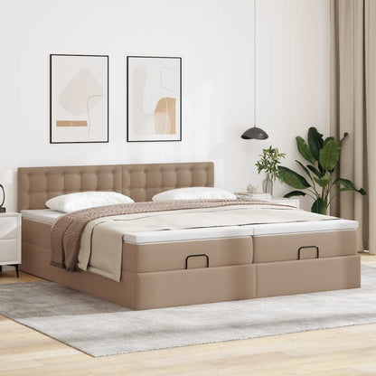 vidaXL Ottoman-Bett mit Matratzen LEDs Cappuccino 180x200cm Kunstleder