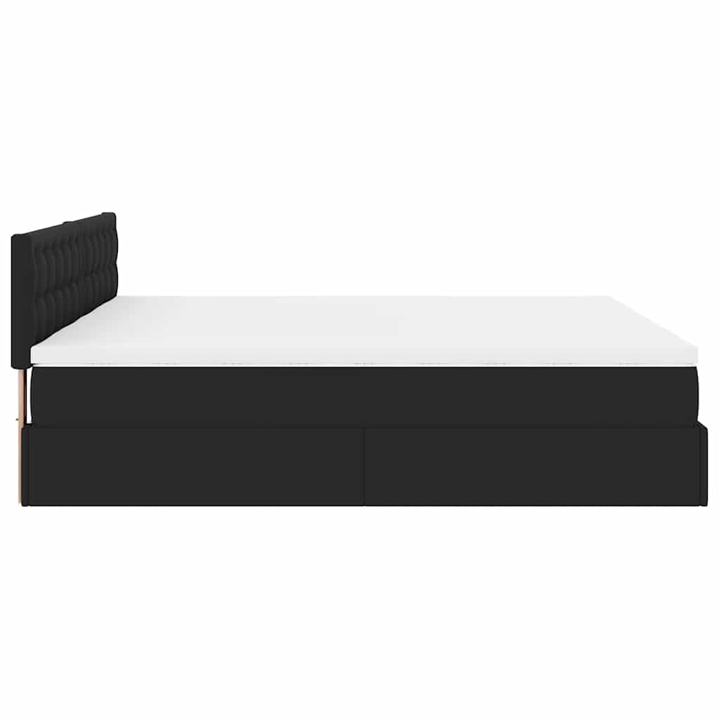 vidaXL Ottoman-Bett mit Matratzen & LEDs Schwarz 200x200 cm Kunstleder