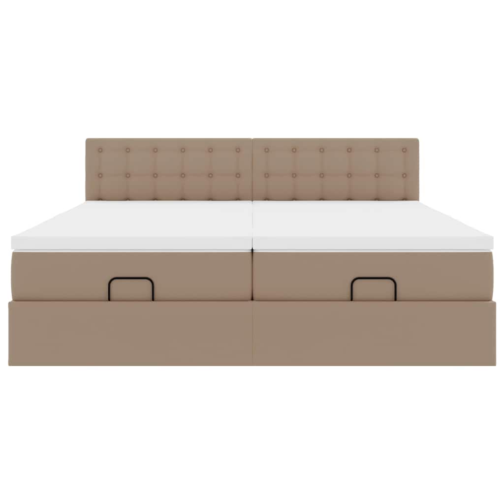 vidaXL Ottoman-Bett mit Matratzen LEDs Cappuccino 200x200cm Kunstleder