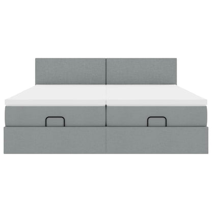 vidaXL Ottoman-Bett mit Matratzen & LEDs Hellgrau 160x200 cm Stoff