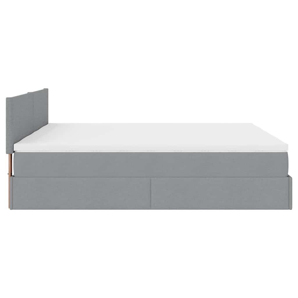 vidaXL Ottoman-Bett mit Matratzen & LEDs Hellgrau 160x200 cm Stoff