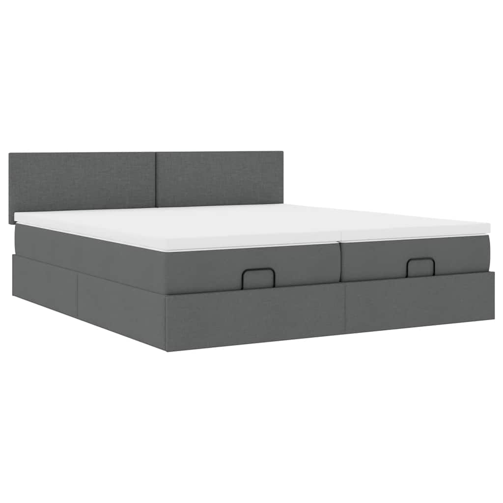 vidaXL Ottoman-Bett mit Matratzen & LEDs Dunkelgrau 160x200 cm Stoff