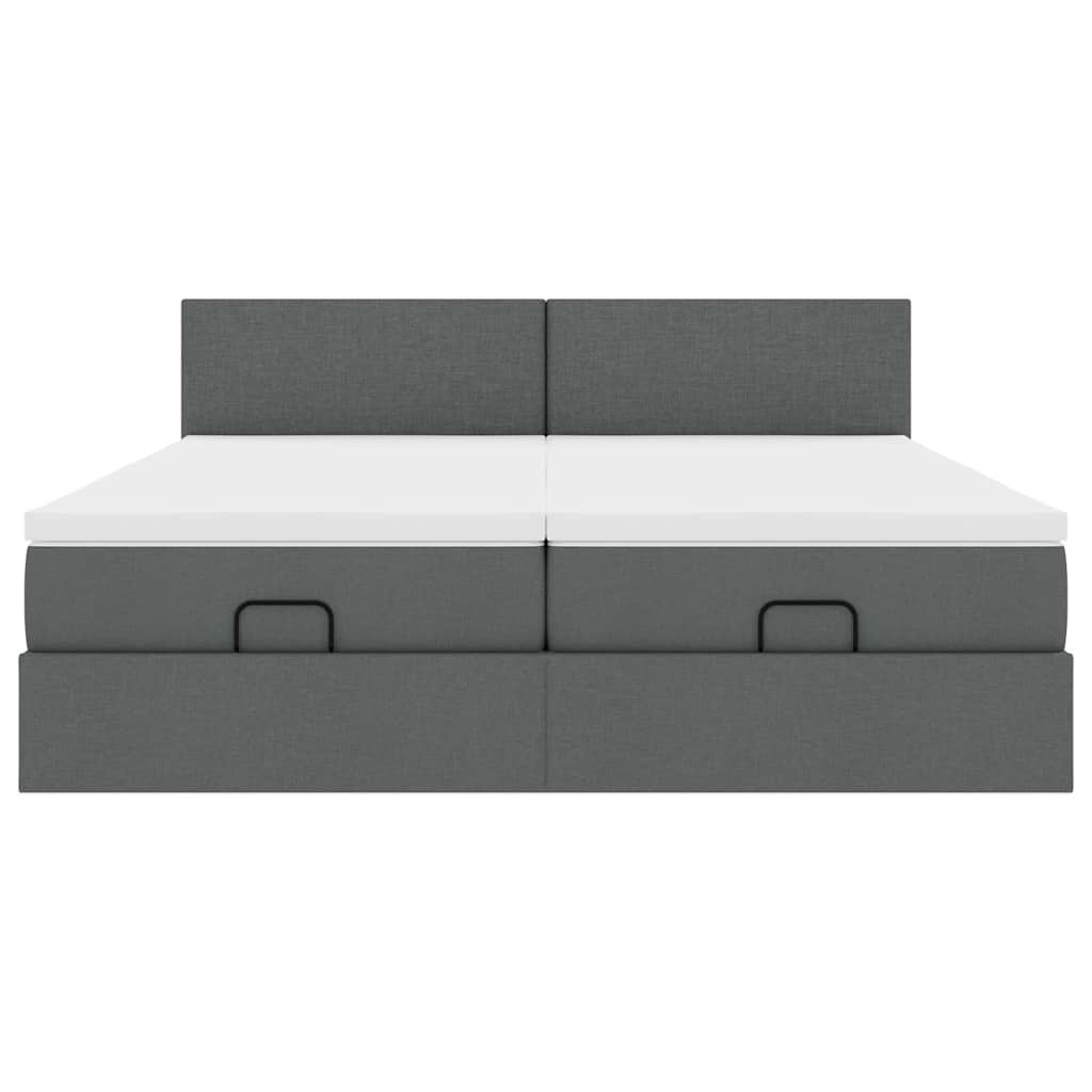 vidaXL Ottoman-Bett mit Matratzen & LEDs Dunkelgrau 160x200 cm Stoff