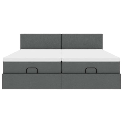 vidaXL Ottoman-Bett mit Matratzen & LEDs Dunkelgrau 160x200 cm Stoff