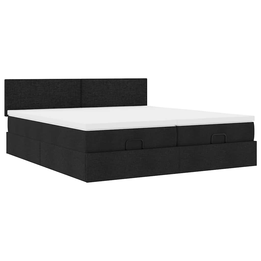 Ottoman-Bett mit Matratzen & LEDs Schwarz 160x200 cm Stoff