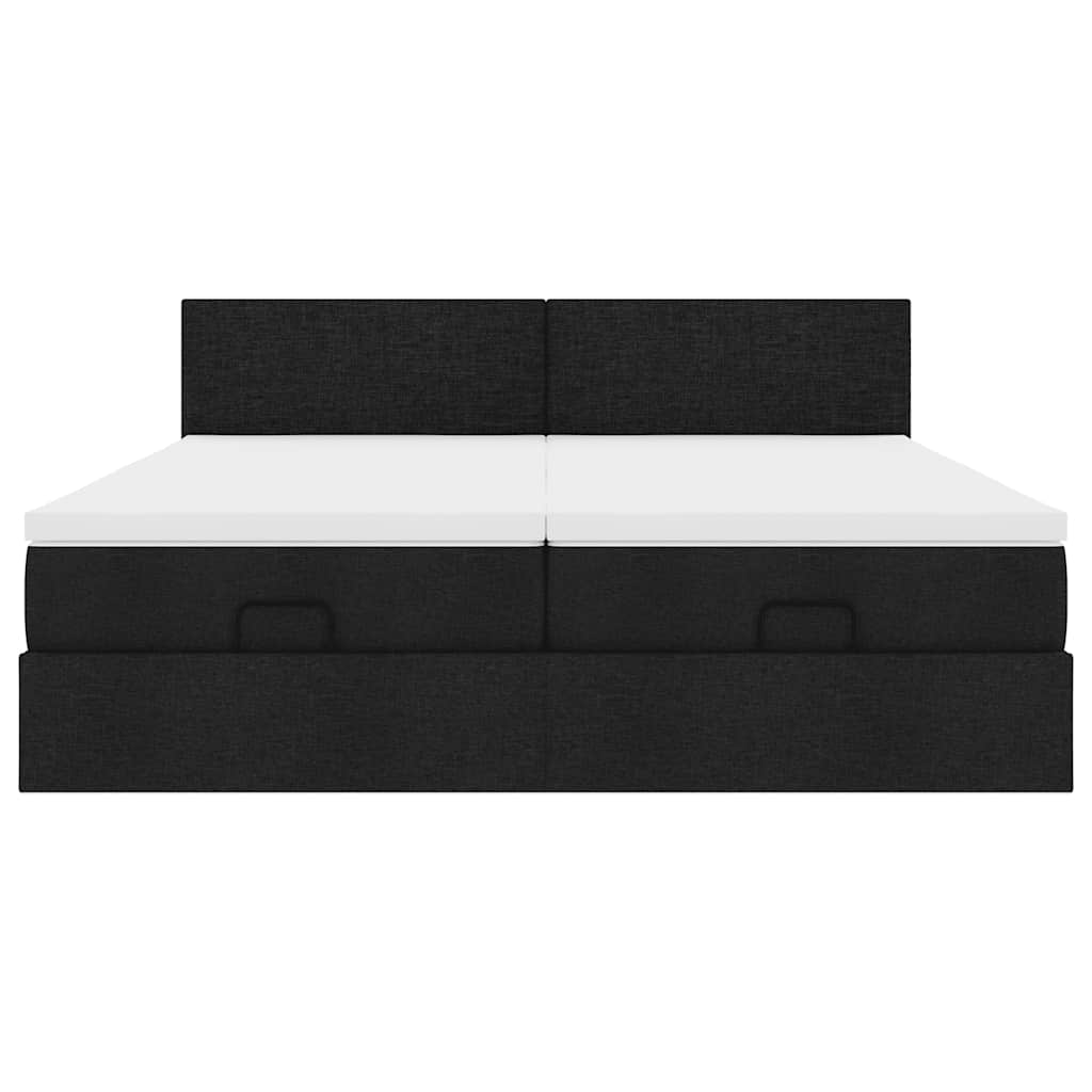 Ottoman-Bett mit Matratzen & LEDs Schwarz 160x200 cm Stoff