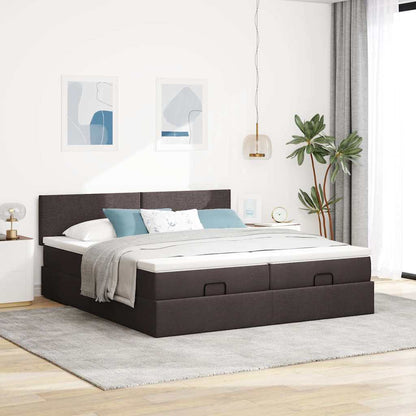 vidaXL Ottoman-Bett mit Matratzen & LEDs Dunkelbraun 160x200 cm Stoff