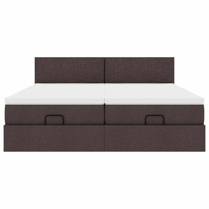 Ottoman-Bett mit Matratzen & LEDs Dunkelbraun 160x200 cm Stoff