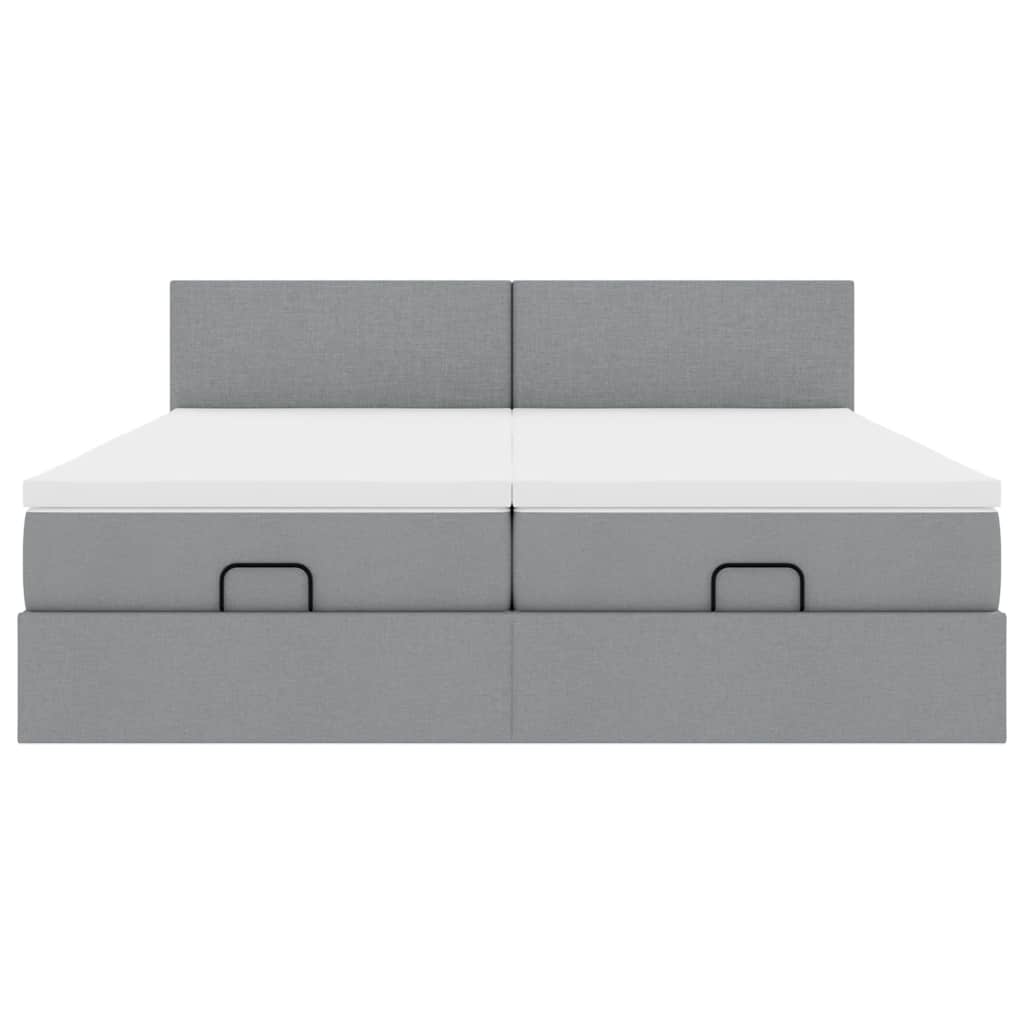vidaXL Ottoman-Bett mit Matratzen & LEDs Hellgrau 180x200 cm Stoff