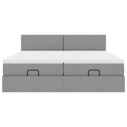 vidaXL Ottoman-Bett mit Matratzen & LEDs Hellgrau 180x200 cm Stoff
