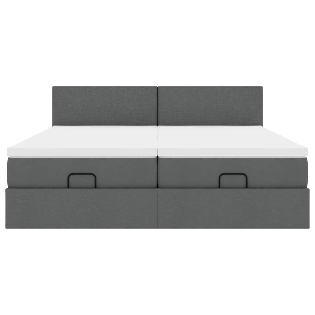 vidaXL Ottoman-Bett mit Matratzen & LEDs Dunkelgrau 180x200 cm Stoff