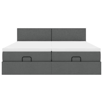 vidaXL Ottoman-Bett mit Matratzen & LEDs Dunkelgrau 180x200 cm Stoff