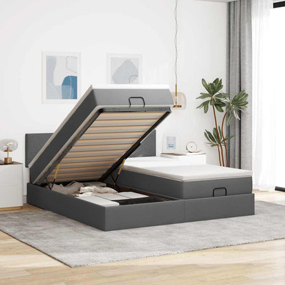 vidaXL Ottoman-Bett mit Matratzen & LEDs Dunkelgrau 180x200 cm Stoff