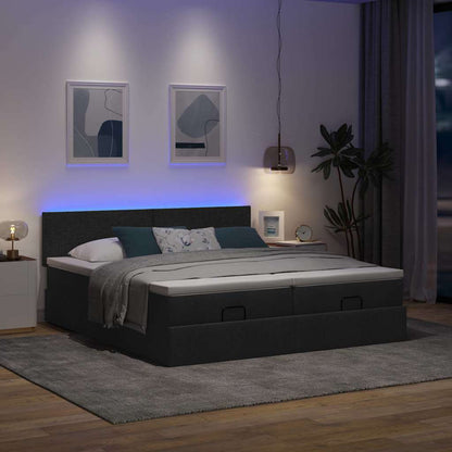 vidaXL Ottoman-Bett mit Matratzen & LEDs Schwarz 180x200 cm Stoff