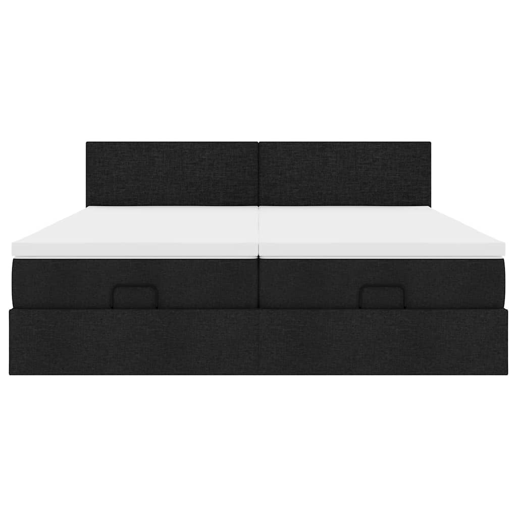 vidaXL Ottoman-Bett mit Matratzen & LEDs Schwarz 180x200 cm Stoff