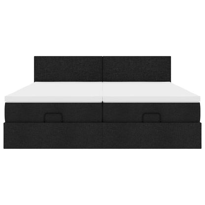 vidaXL Ottoman-Bett mit Matratzen & LEDs Schwarz 180x200 cm Stoff