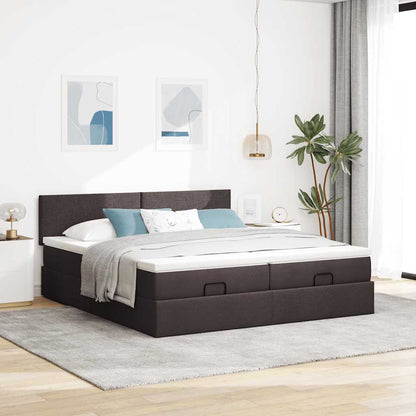 vidaXL Ottoman-Bett mit Matratzen & LEDs Dunkelbraun 180x200 cm Stoff