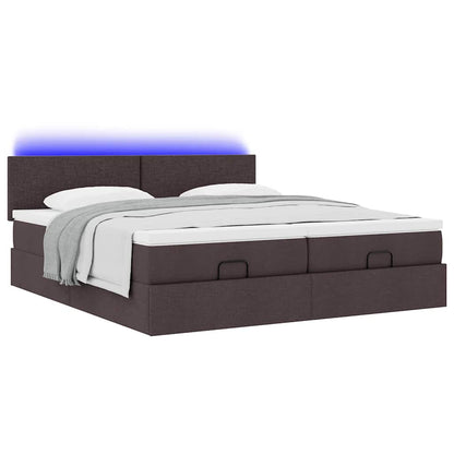 vidaXL Ottoman-Bett mit Matratzen & LEDs Dunkelbraun 180x200 cm Stoff