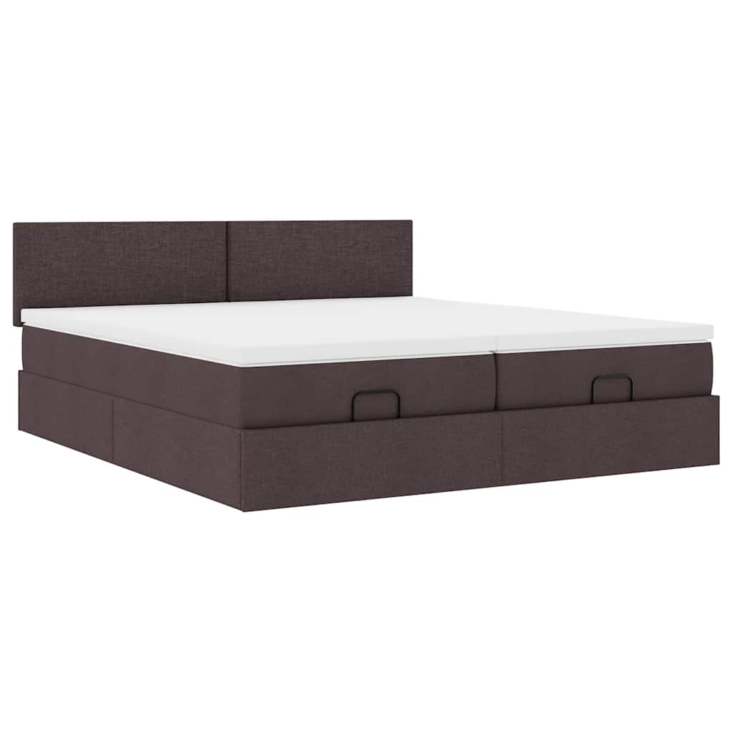 vidaXL Ottoman-Bett mit Matratzen & LEDs Dunkelbraun 180x200 cm Stoff